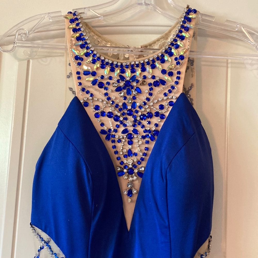 Rachel Allan Royal Blue Beaded Gown